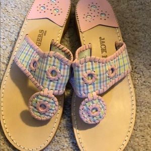 pink plaid jack rogers